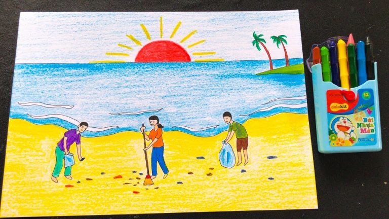 Hướng dẫn vẽ tranh ý tưởng trẻ thơ đẹp nhất 2023 Trường THPT Vĩnh Bảo