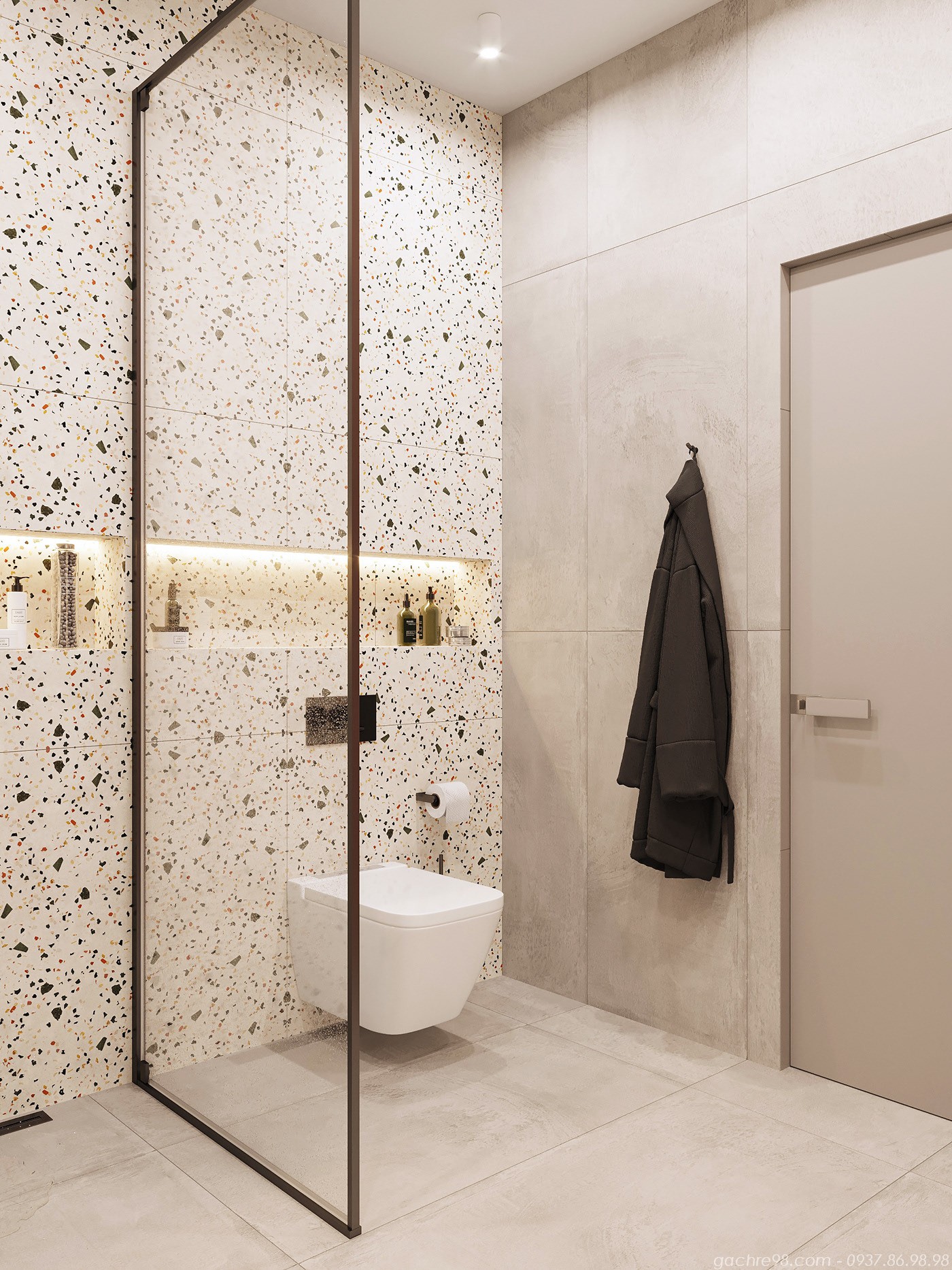 Gạch terrazoo là một lựa chọn hoàn hảo cho việc trang trí phòng tắm