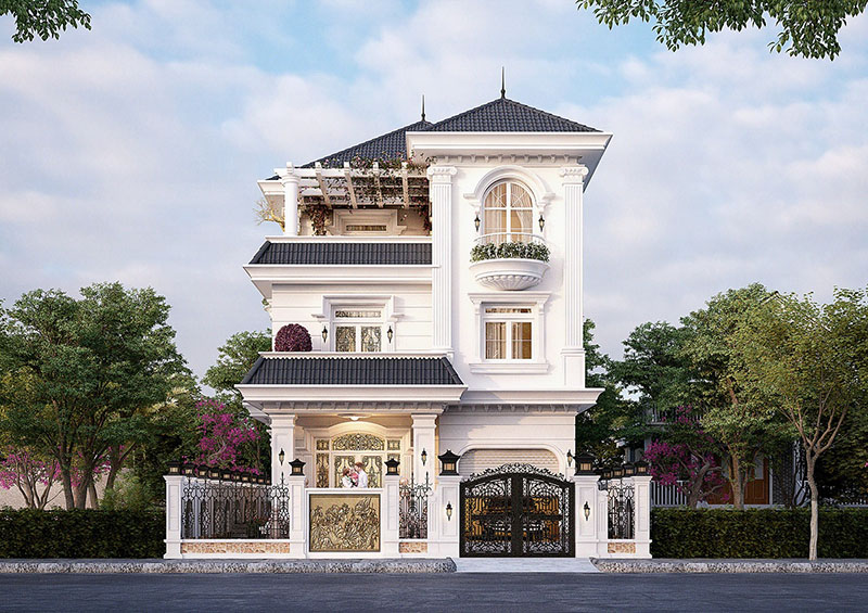 mặt tiền biệt thự đẹp sang trọng