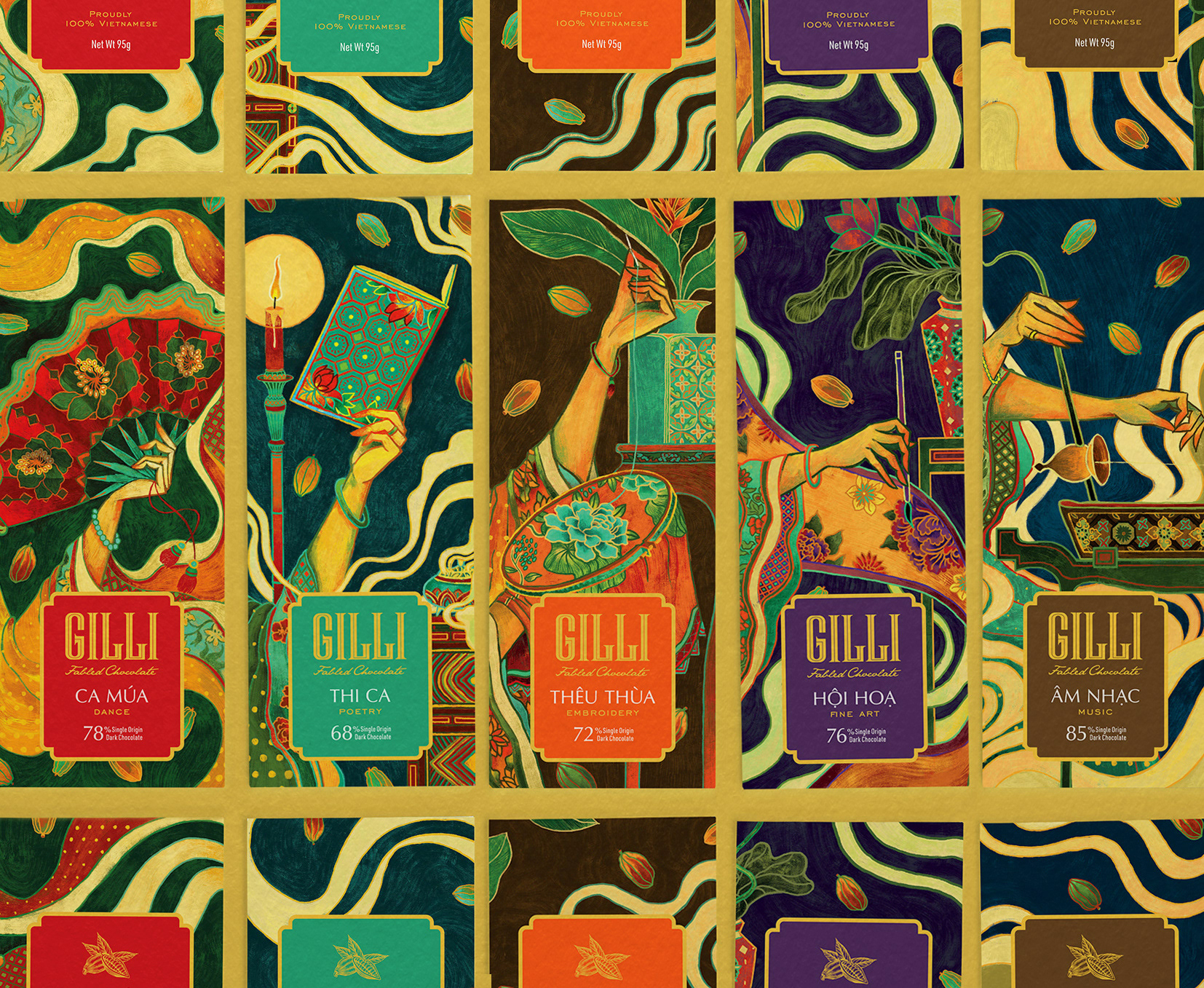 iDesign | Lấy cảm hứng từ tranh tố nữ, Dusse Bui thiết kế bao bì chocolate Gilli đậm đà văn hoá Việt