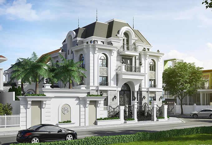 Mẫu 10 - Thiết kế biệt thự kiểu Pháp 3 tầng