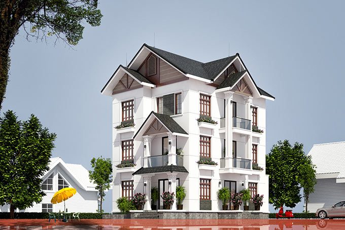 Mẫu 2 - Thiết kế biệt thự tân cổ điển đơn giản