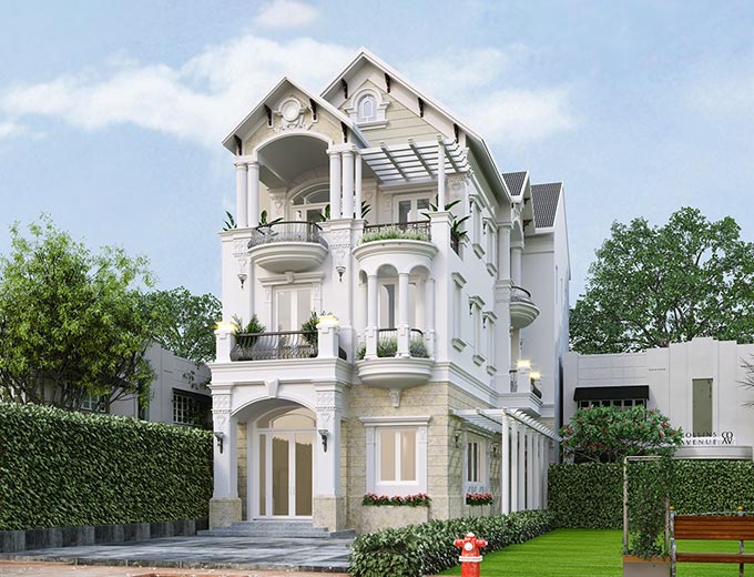 Mẫu 8 - Thiết kế biệt thự tân cổ điển 9x14m
