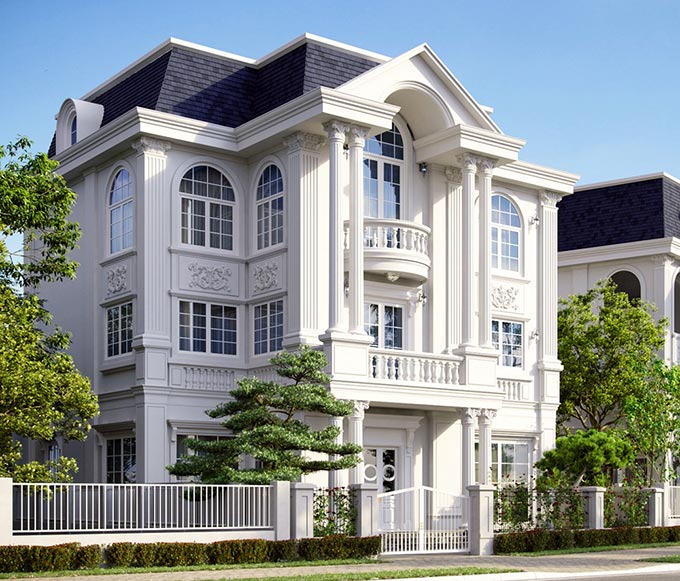 mau thiet ke biet thu phap 3 tang 180m2