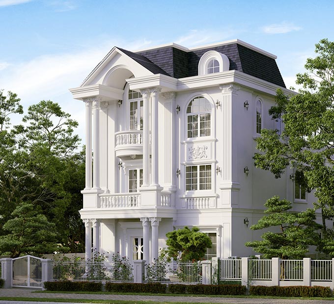 mau thiet ke biet thu phap 3 tang 180m2