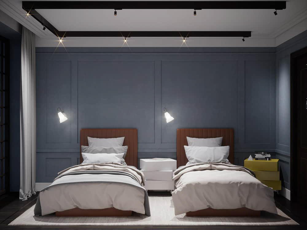 Phòng ngủ bé trai đơn giản với màu xanh cá tính