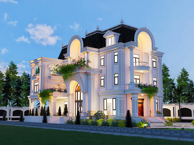 thiet ke biet thu dep 3 tang 6 phong ngu rong 145m2
