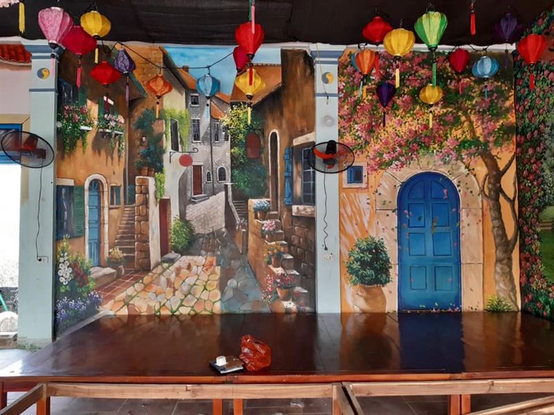 Vẽ tranh tường quán trà sữa Thái Lai  Thiết kế Thi công quán cafe rẻ đẹp  Bình Dương