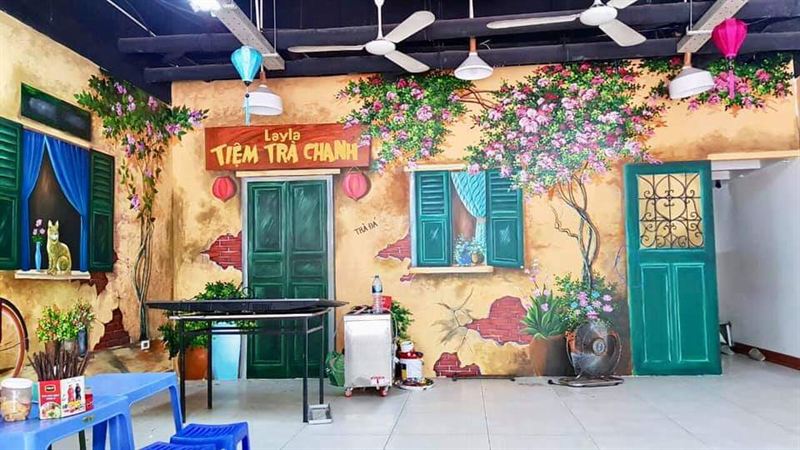 vẽ tranh tường quán cafe 3D đẹp